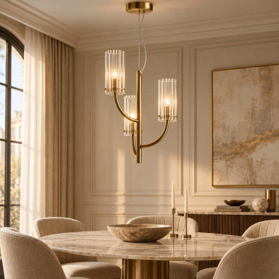 Maytoni Arco Lampadario dal design elegante in metallo con diffusori in vetro Colore: Ottone