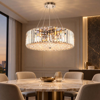 Maytoni Recinto Lampadario di design in metallo con 8 luci e diffusore in vetro a faccette Colore: Cromato
