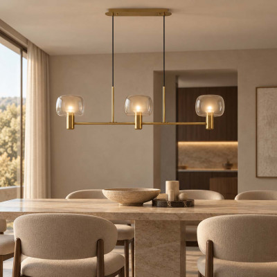 Maytoni Vision Lampadario elegante struttura in metallo e diffusori in vetro Colore: Oro