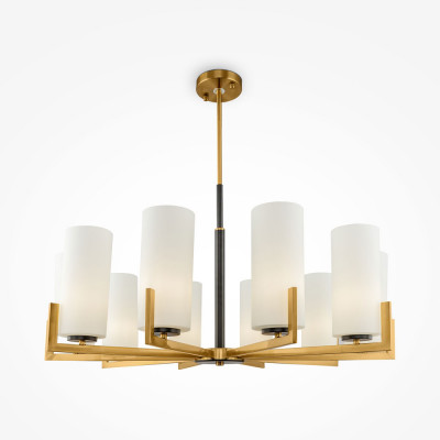 Maytoni - Fortano - Lampadario grande con dieci diffusori in vetro in stile moderno - Colore: Ottone - 10 Lampadine E27 40W - IP20 - SKU: MOD089PL-10BS