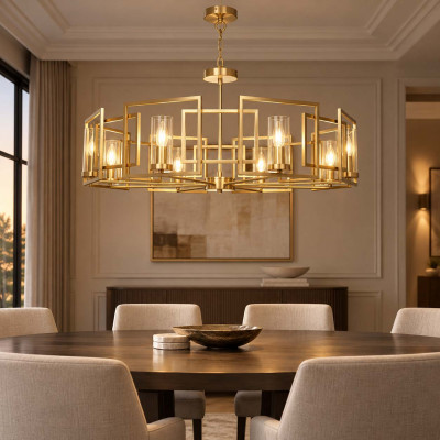 Maytoni Bowi Lampadario grande in metallo dal design moderno Colore: Oro