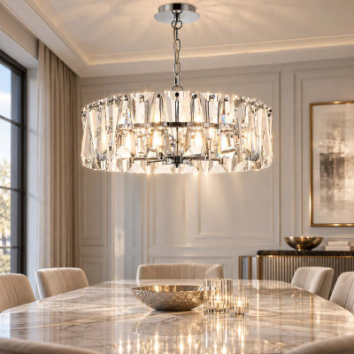 Maytoni Puntes Lampadario grande moderno con diffusori in vetro Colore: Cromato