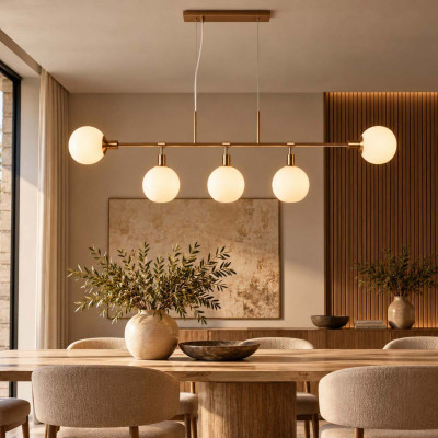 Maytoni Erich Lampadario in metallo con diffusori in vetro in stile moderno Colore: Ottone