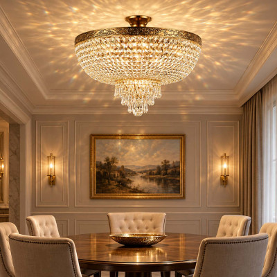 Maytoni Palace Lampadario in metallo con pendenti in cristallo in stile classico Colore: Oro
