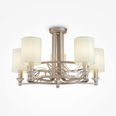 Maytoni - Vittoria - Lampadario in stile classico con 5 dissufori a paralume in tessuto - Colore: Crema - 5 Lampadine E14 40W - IP20 - SKU: H004CL-05BG