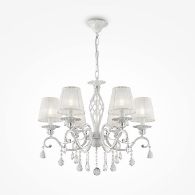 Maytoni - Grace - Lampadario in stile classico con pendenti in cristallo a sei braccia - Colore: Bianco/Oro - 6 Lampadine E14 40W - IP20 - SKU: ARM247-06-G