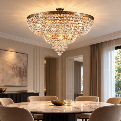 Maytoni Palace Lampadario in stile classico con pendenti in cristallo Colore: Oro