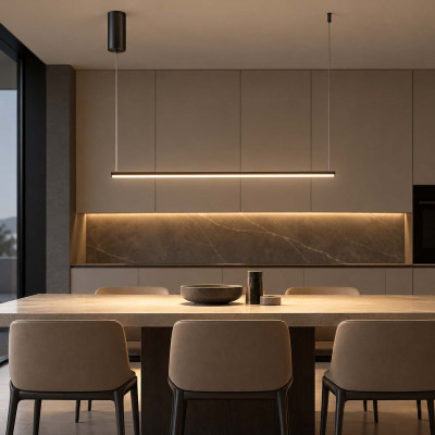 Maytoni Halo Lampadario lineare a LED con diffusore in alluminio dal design moderno Colore: Nero