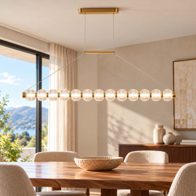 Maytoni Amulet Lampadario lineare moderno con diffusore a led con bocce in vetro Colore: Oro