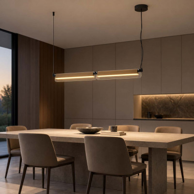 Maytoni Flat Lampadario lineare moderno con diffusore a led in acrilico Colore: Nero