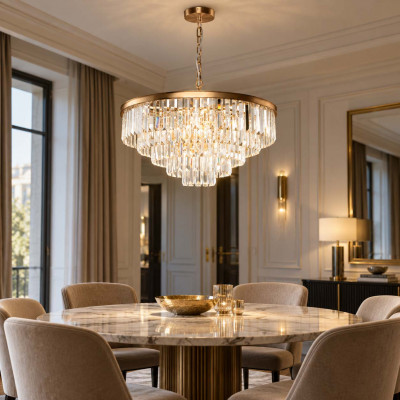 Maytoni Revero Lampadario medio in metallo con diffusori in vetro in stile moderno Colore: Ottone