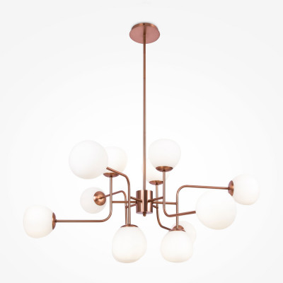 Maytoni - Erich - Lampadario moderno altezza regolabile struttura in metallo e diffusori in vetro - Colore: Ottone - 12 Lampadine - E14 - 40W - IP20 - SKU: MOD221-PL-12-G