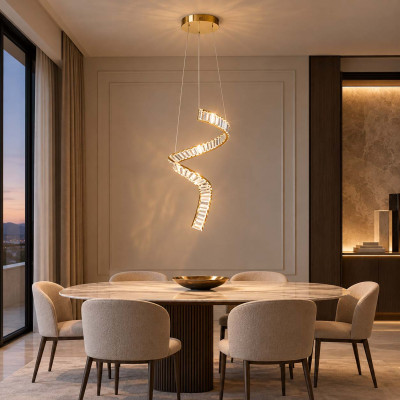 Maytoni Krone Lampadario moderno con diffusore a LED in vetro pendente Colore: Ottone