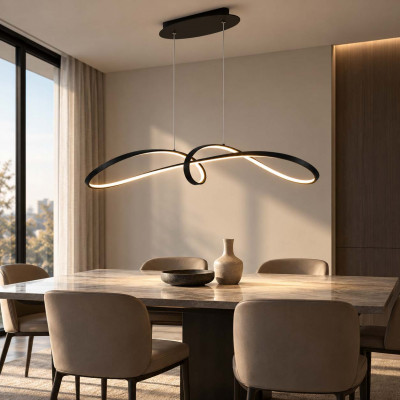 Maytoni Curve Lampadario moderno con diffusore a led intrecciato Colore: Nero