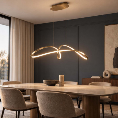 Maytoni Curve Lampadario moderno con diffusore a led intrecciato Colore: Oro