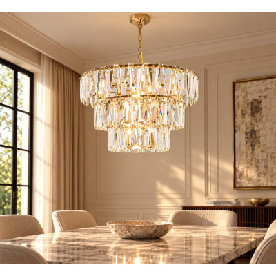 Maytoni Puntes Lampadario moderno con diffusori in vetro a cerchi Colore: Oro
