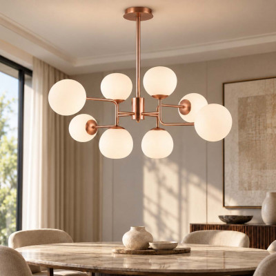 Maytoni Erich Lampadario moderno con diffusori in vetro e struttura in metallo Colore: Ottone