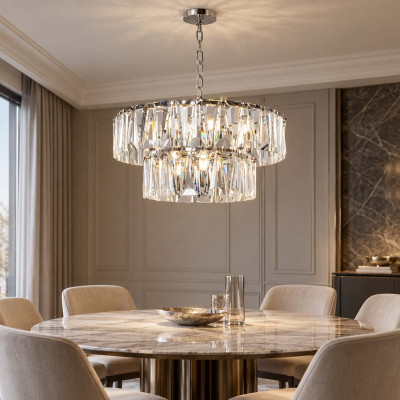 Maytoni Puntes Lampadario moderno con doppi diffusori in vetro Colore: Cromato