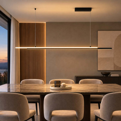 Maytoni Halo Lampadario moderno con doppio diffusore lineare a LED Colore: Nero