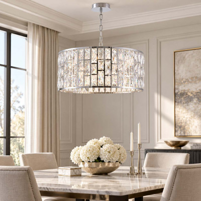 Maytoni Gelid Lampadario moderno con paralume in cristallo e montatura in metallo Colore: Cromato
