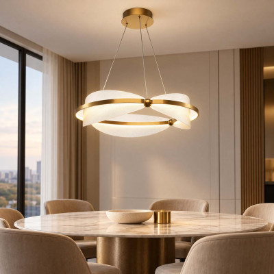 Maytoni Breeze Lampadario moderno corpo in alluminio e diffusore a LED in acrilico Colore: Ottone