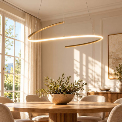 Maytoni Curve Lampadario moderno in alluminio con diffusore a LED a spirale Colore: Ottone