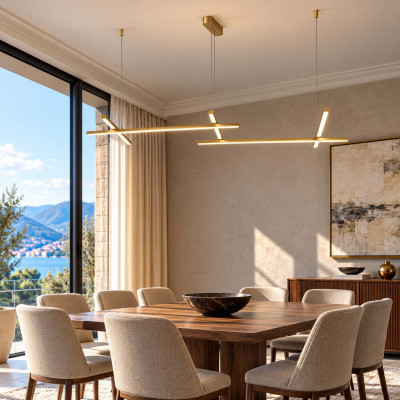 Maytoni Radiance Lampadario moderno in alluminio con diffusore LED Colore: Oro