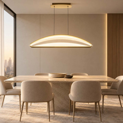 Maytoni Breeze Lampadario moderno in alluminio con diffusore lineare a LED Colore: Ottone