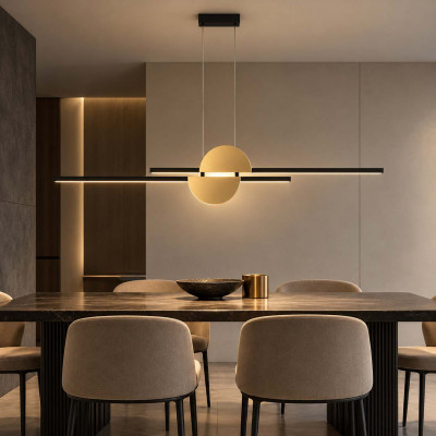 Maytoni Skyline Lampadario moderno in alluminio con diffusore lineare a led Colore: Ottone