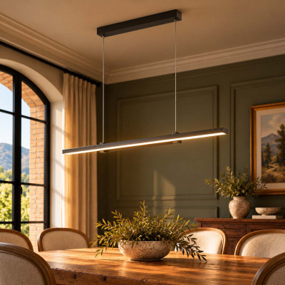 Maytoni Halo Lampadario moderno in alluminio con doppio diffusore a led lineare Colore: Nero