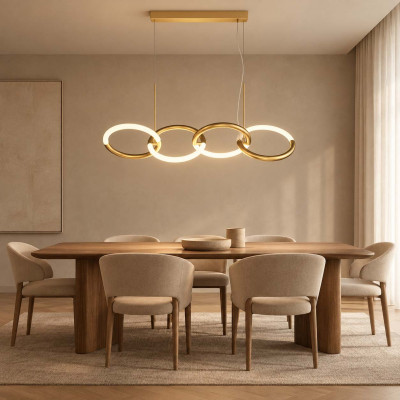Maytoni Node Lampadario moderno in metallo con 4 diffusori a LED ad anello Colore: Oro