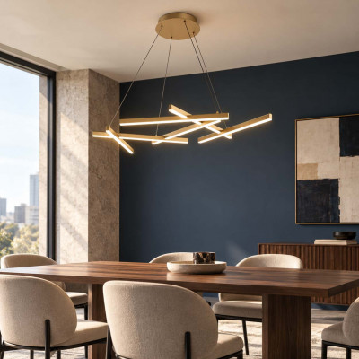 Maytoni Line Lampadario moderno in metallo con diffusore a led Colore: Ottone