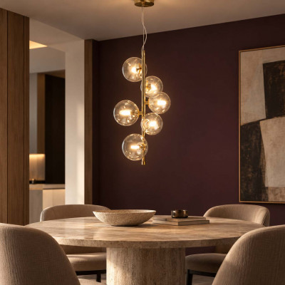 Maytoni Dallas Lampadario moderno in metallo con diffusori a grappolo in vetro a boccia Colore: Oro