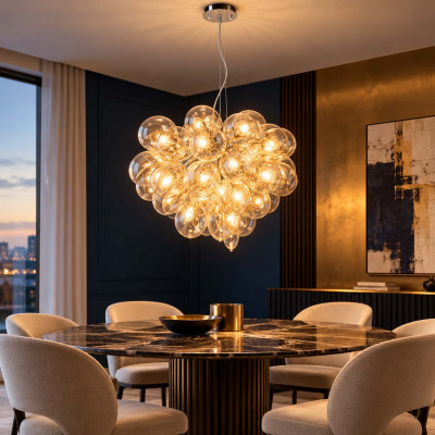 Maytoni Balbo Lampadario moderno in metallo con diffusori a grappolo in vetro Colore: Cognac