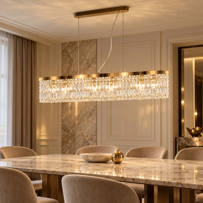 Maytoni Dune Lampadario moderno in metallo con pendenti in vetro Colore: Oro
