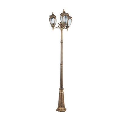 Maytoni Fleur Lampione da giardino con struttura in alluminio e 3 diffusori in vetro Colore: Oro/Nero