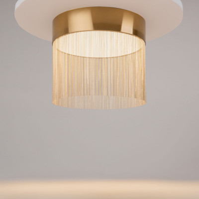 Maytoni - Imaginary - Plafoniera a LED piccola con struttura in metallo e paralume in tessuto - Colore: Oro - 1 Lampadina Led Integrato 18W - Lumen 750 - Gradi Kelvin 3000k Luce Calda - IP20 - SKU: MOD190CL-L18G3K