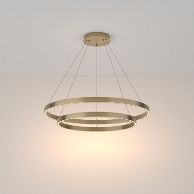 Maytoni Rim Sospensione a LED con due diffusori a cerchi regolabili in alluminio Colore: Ottone