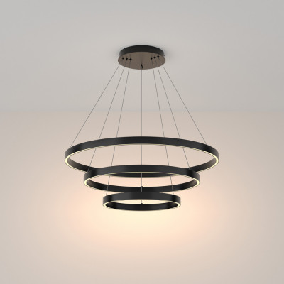Maytoni - Rim - Sospensione a LED con tre diffusori a cerchi regolabili in alluminio - 3 Lampadine Led Integrato 115W - Lumen 6100 - Gradi Kelvin 3000k Luce Calda - IP 20 - SKU: MOD058PL-L100-
