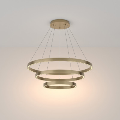 Maytoni Rim Sospensione a LED con tre diffusori a cerchi regolabili in alluminio Colore: Ottone