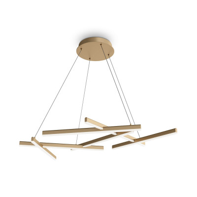 Maytoni - Line - Sospensione moderna a led per salotto o ufficio - Colore: Ottone - 1 Lampadina Led Integrato 75W - Lumen 3500 - Gradi Kelvin 4000k Luce Naturale - IP 20 - SKU: MOD016PL-L75MG4K
