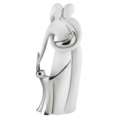 Bongelli Preziosi - Scultura da tavolo Famiglia in resina senza base - Colore: Bianco/Argento - SKU: ME1201