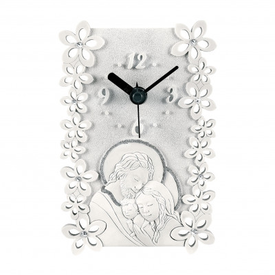 Bongelli Preziosi - Bomboniera Battesimo - Orologio da Tavolo con Materinità e Fiori - SKU: ME1448