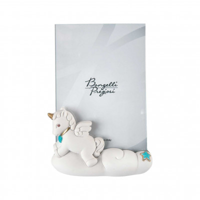 Bongelli Preziosi - Bomboniera Battesimo - Portafoto Grande con Unicorno Celeste - SKU: ME1502/2CE
