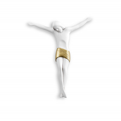 Bongelli Preziosi - Crocifisso piccolo bianco dalle linee moderno 15x16 - Colore: Bianco/Oro - SKU: ME2120/1