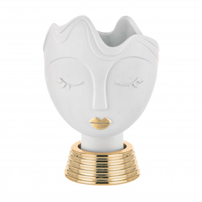 Bongelli Preziosi Vaso piccolo in marmorino dalle linee moderne con finiture di design Colore: Bianco