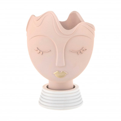 Bongelli Preziosi Vaso grande in marmorino dalle linee moderne con finiture di design Colore: Cipria