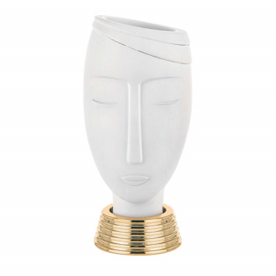Bongelli Preziosi Vaso piccolo con viso di uomo dalle linee moderne con finiture di design Colore: Bianco