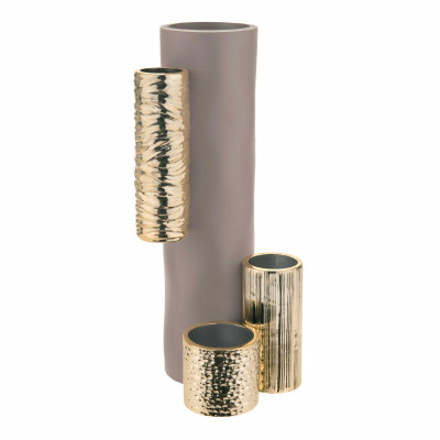 Bongelli Preziosi Modular Vaso da tavolo dal design moderno con portavasi tubolari struttura in marmorino Colore: Tortora