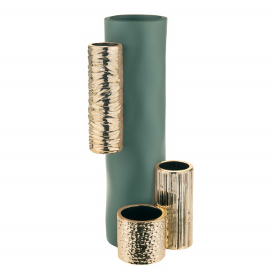 Bongelli Preziosi Modular Vaso da tavolo dal design moderno con portavasi tubolari struttura in marmorino Colore: Verde/Oro